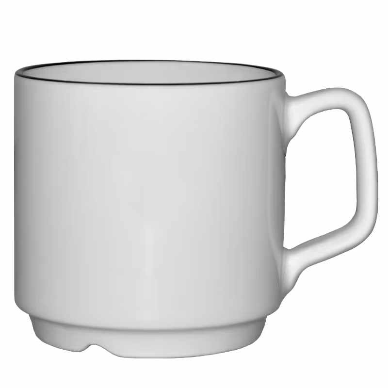 Mugg vit med svart rand  25cl, 36st