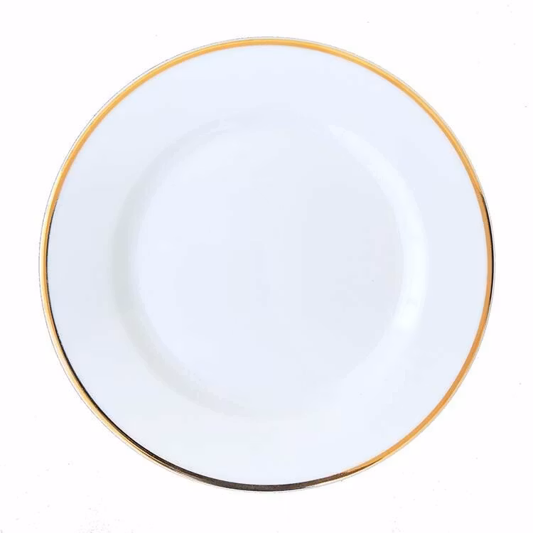 Tallrik flat rund vit med guldrand 19cm, 24st