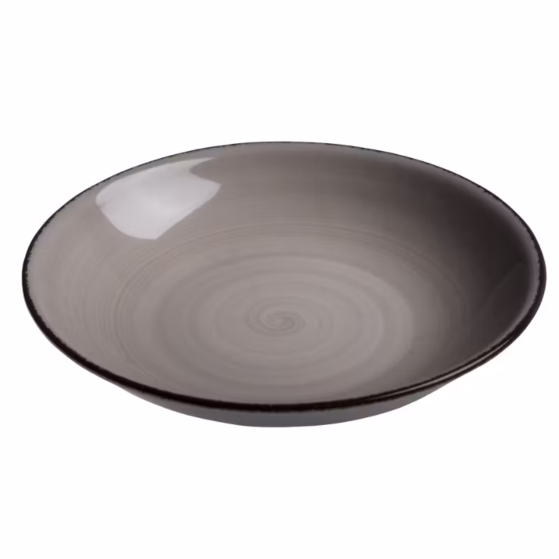 Tallrik djup rund handmålat beige 23cm, 12st