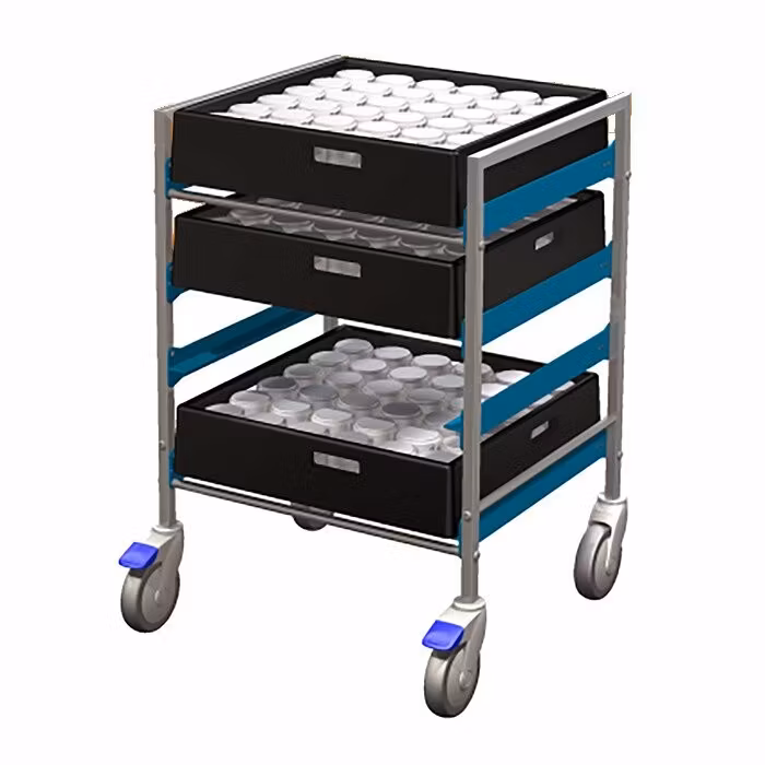 Diskkorgsvagn låg 50x50cm 4 diskkorgar