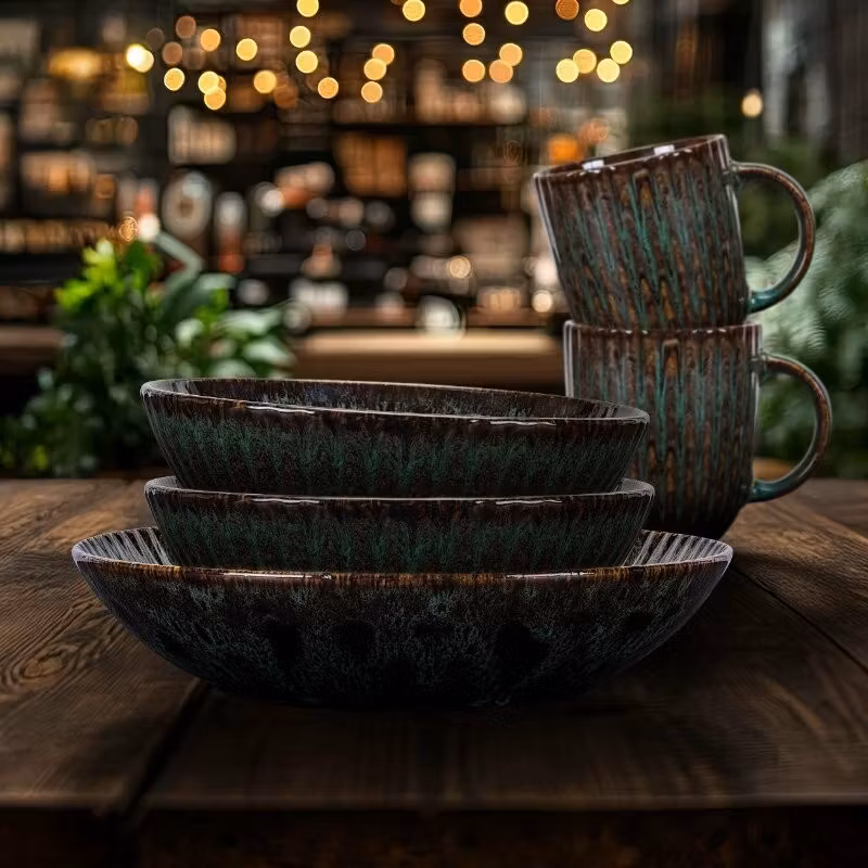 Daisy Mugg 35cl grönsvart dekor, 6 st/frp