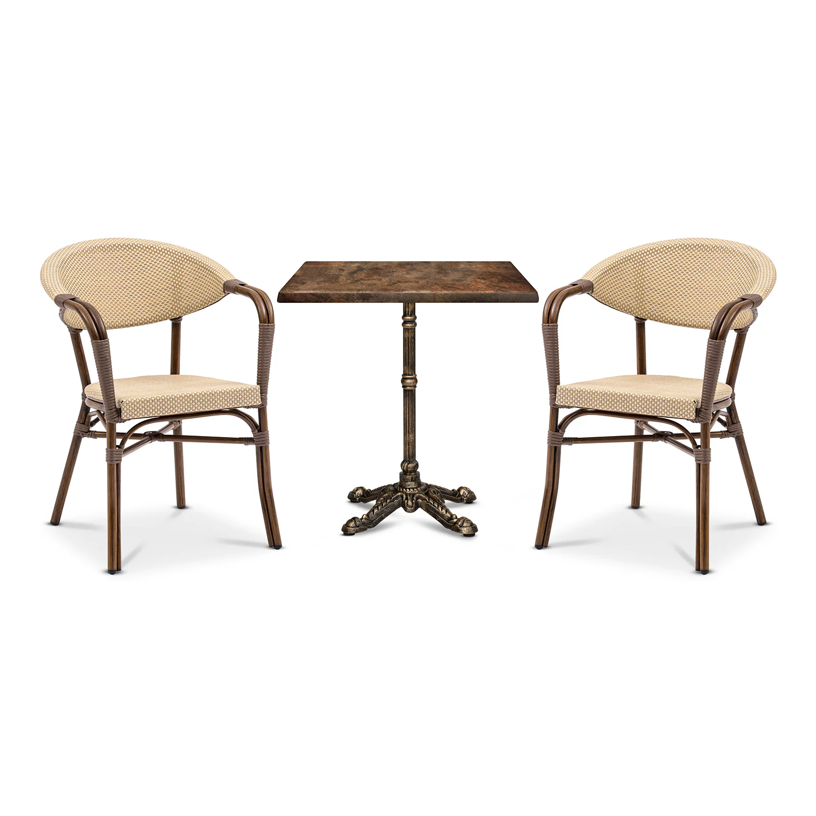 Karmstol Monaco, Brun/natur texteline