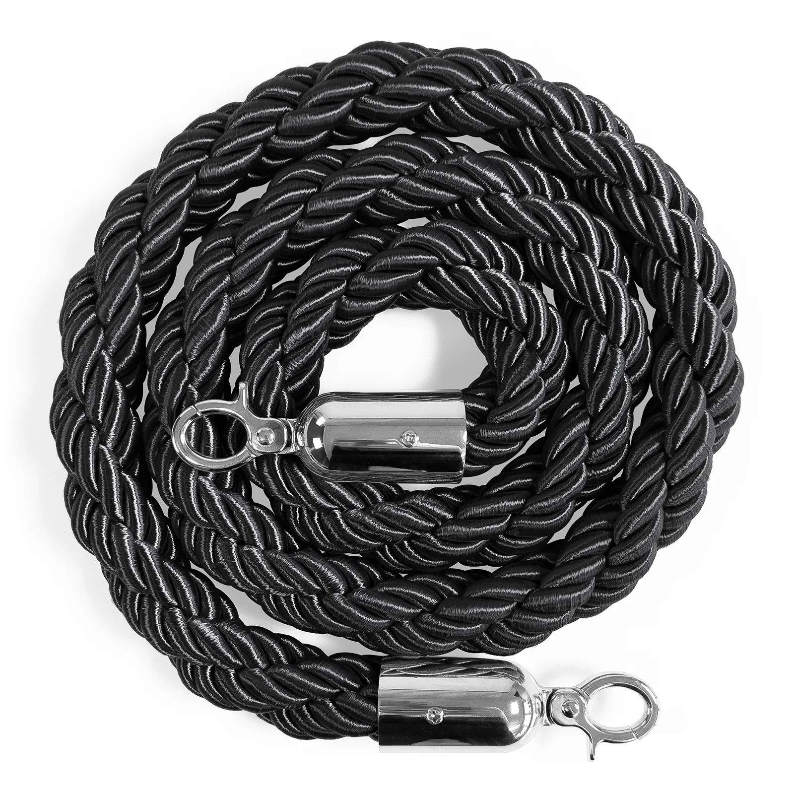 Flätat rep till köstolpe, Svart/silver