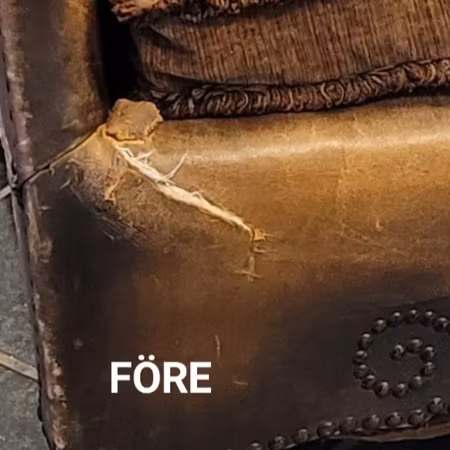 Skinnfåtölj "Renoveringsuppdrag"