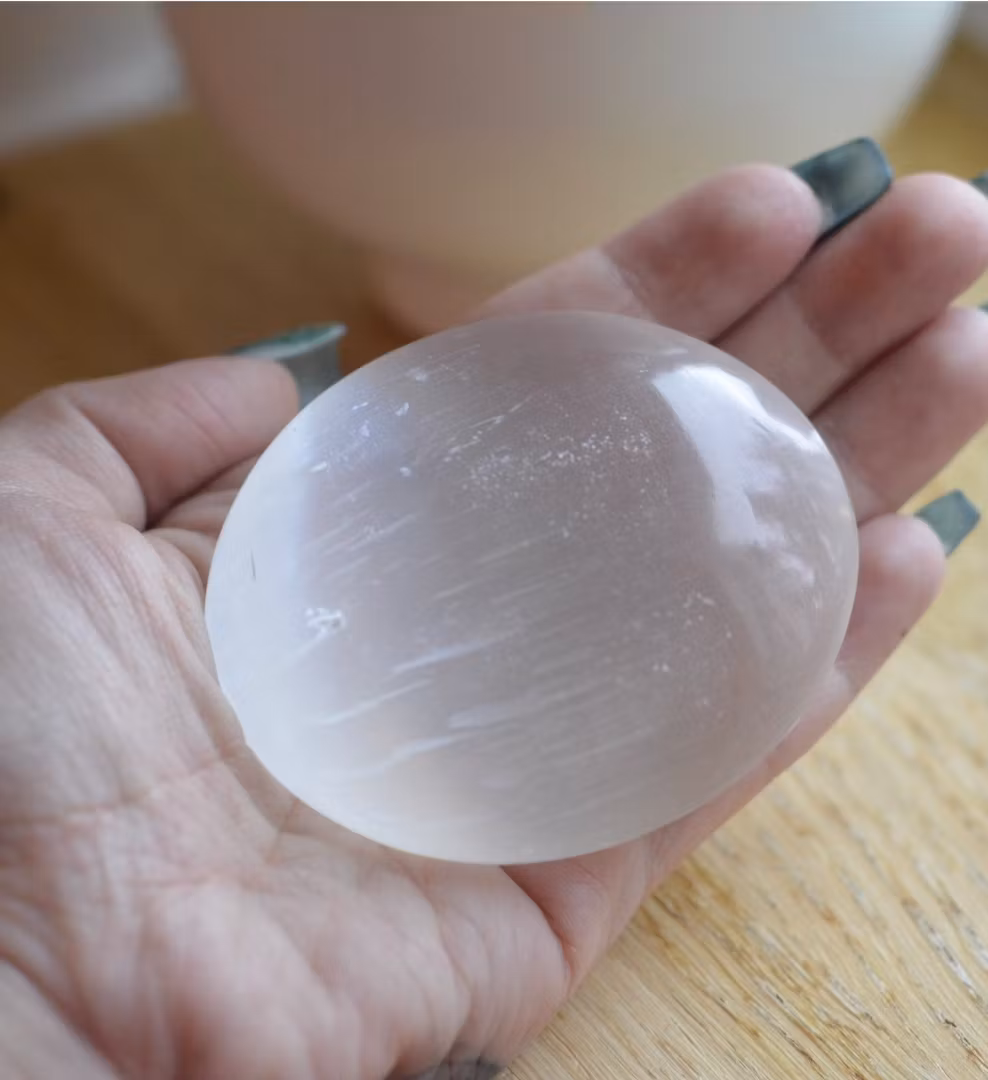 Vit Selenit Handsten Stor