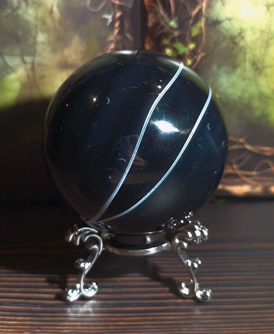 Klot Svart & Vit Agat Stort