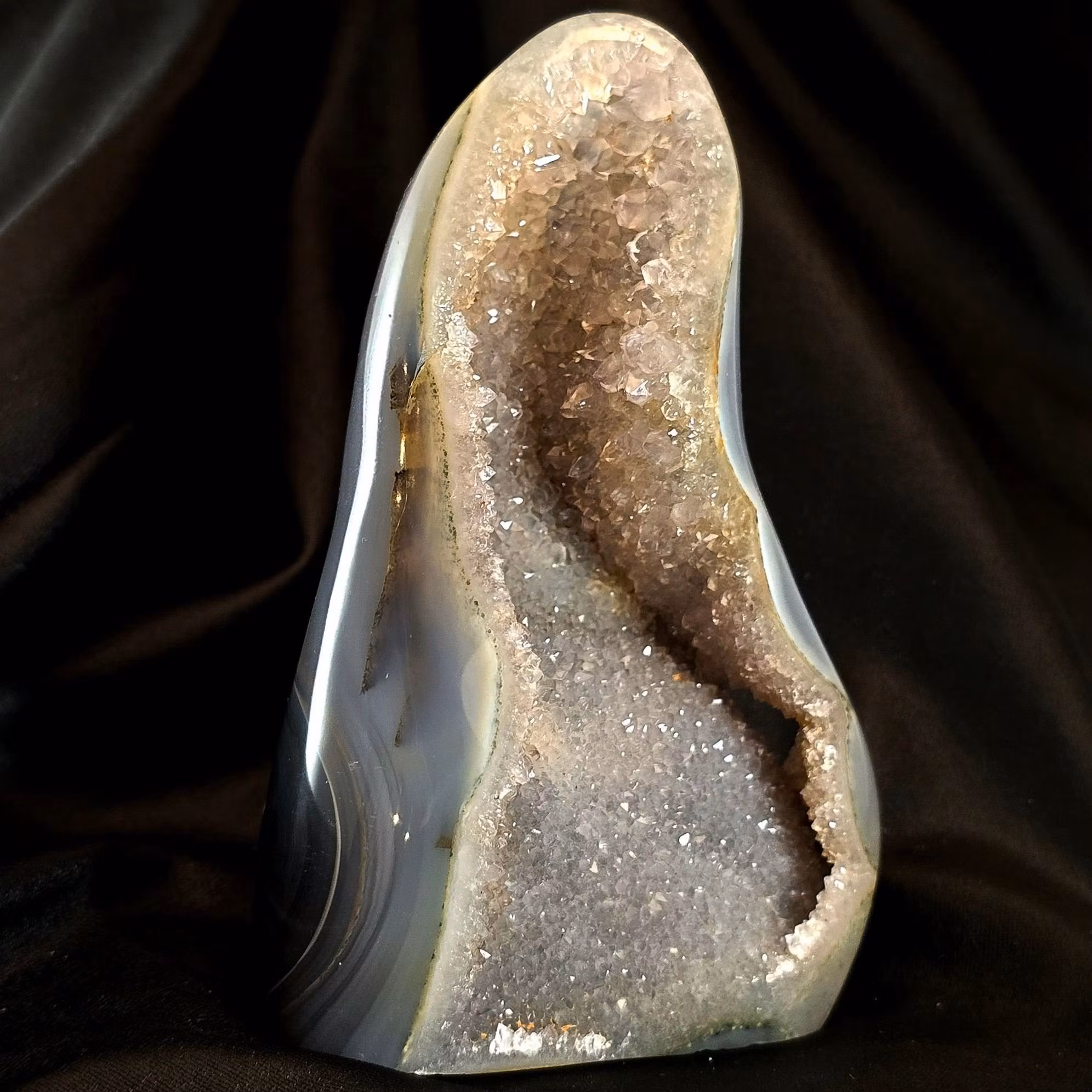 Agat Bicolor Med Druzy Polerad Flamma Uruguay