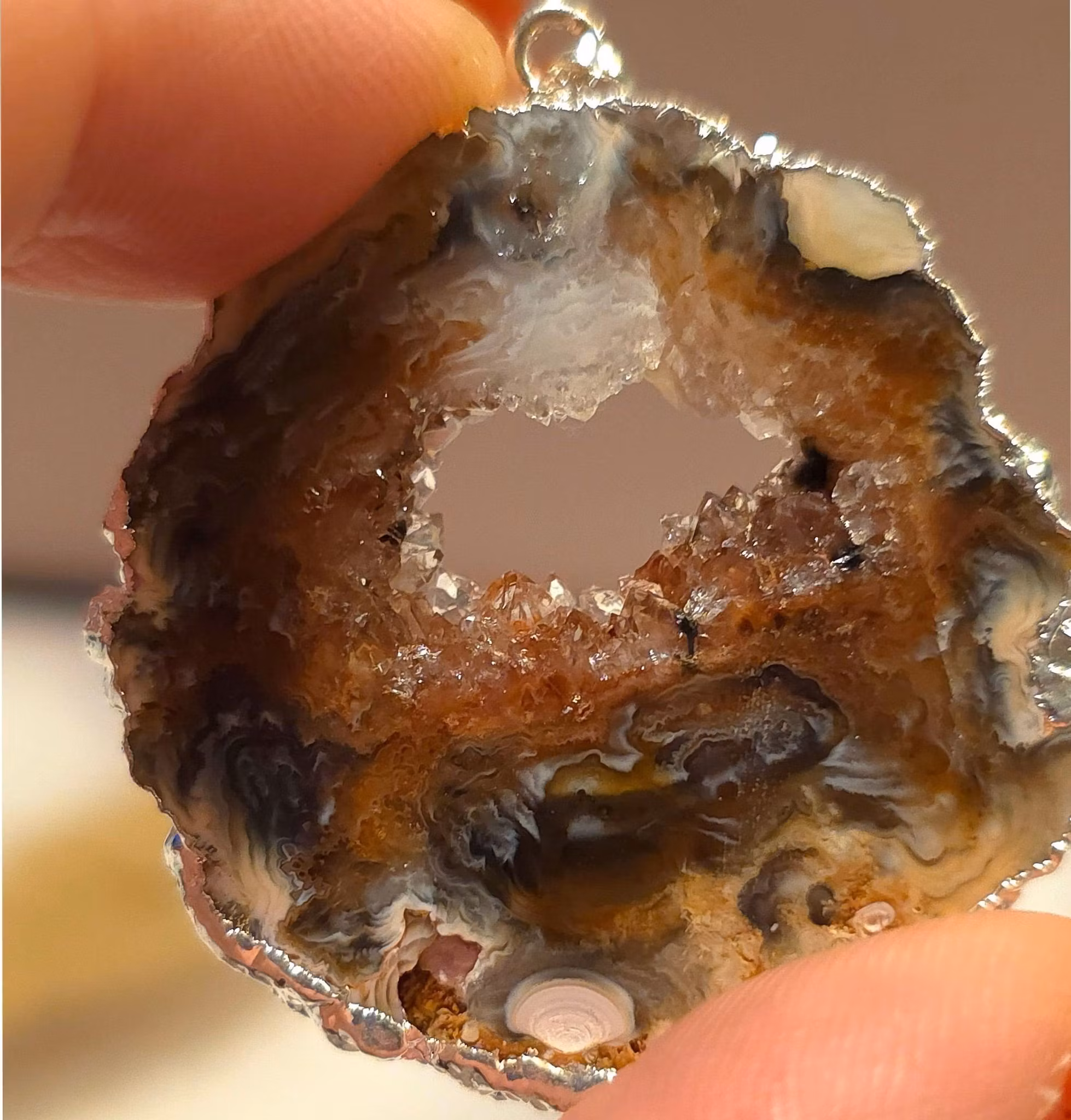 Hänge Agat Med Kluster Silverplätering nr 1