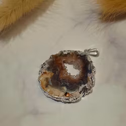 Hänge Agat Med Kluster Silverplätering nr 1