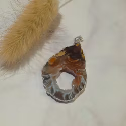 Hänge Agat Med Kluster Silverplätering nr 3