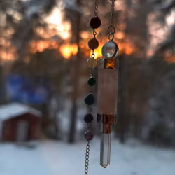 Polerad Pendel Rosenkvarts & Chakra