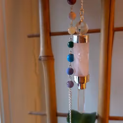 Polerad Pendel Rosenkvarts & Chakra
