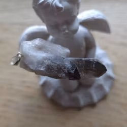 Hänge Rå Rökkvarts Med Dubbelspets och Kluster Nr 1