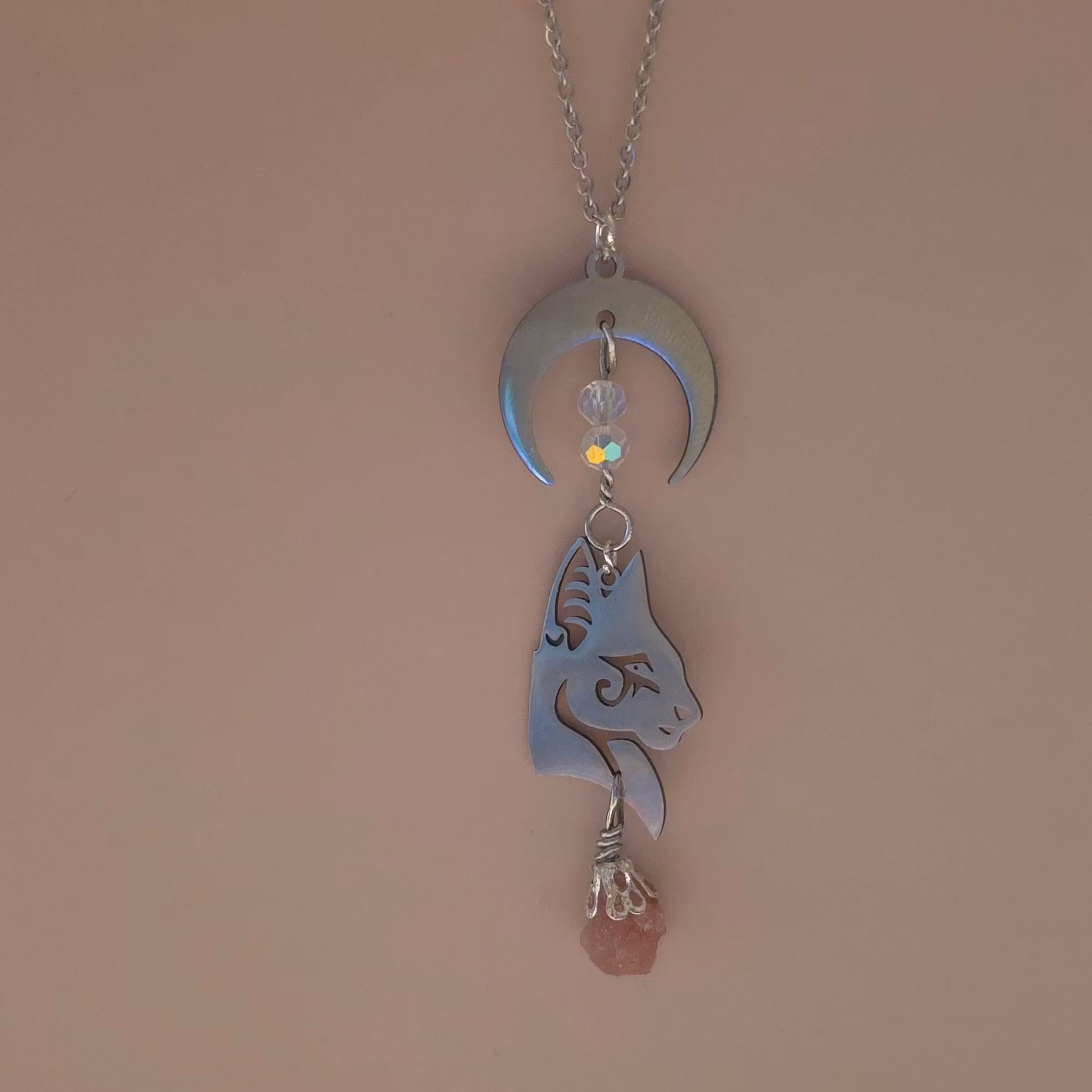 Halsband Med Katt & Rosa Turmalin