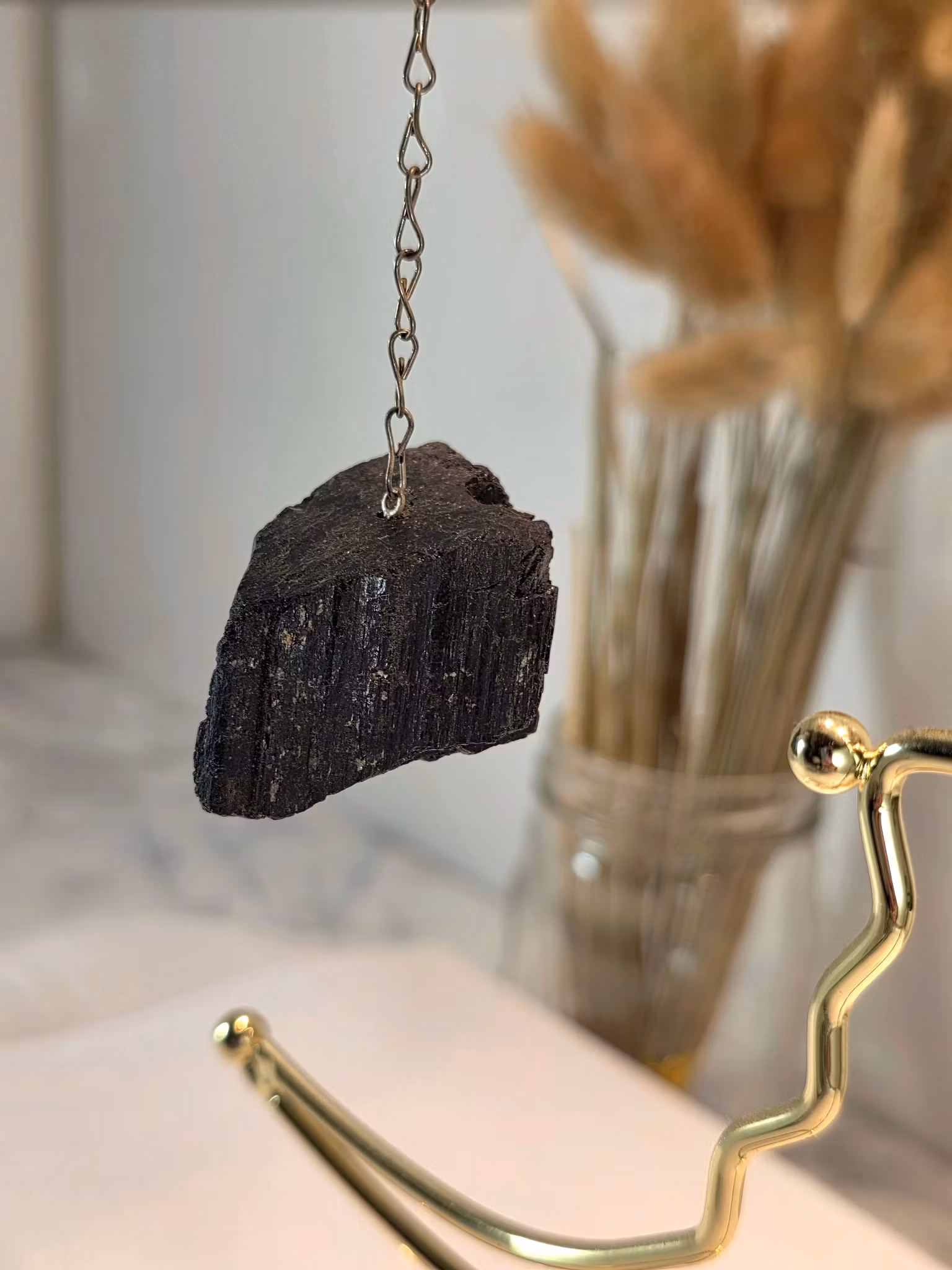 Rå Svart Turmalin Pendel nr 1