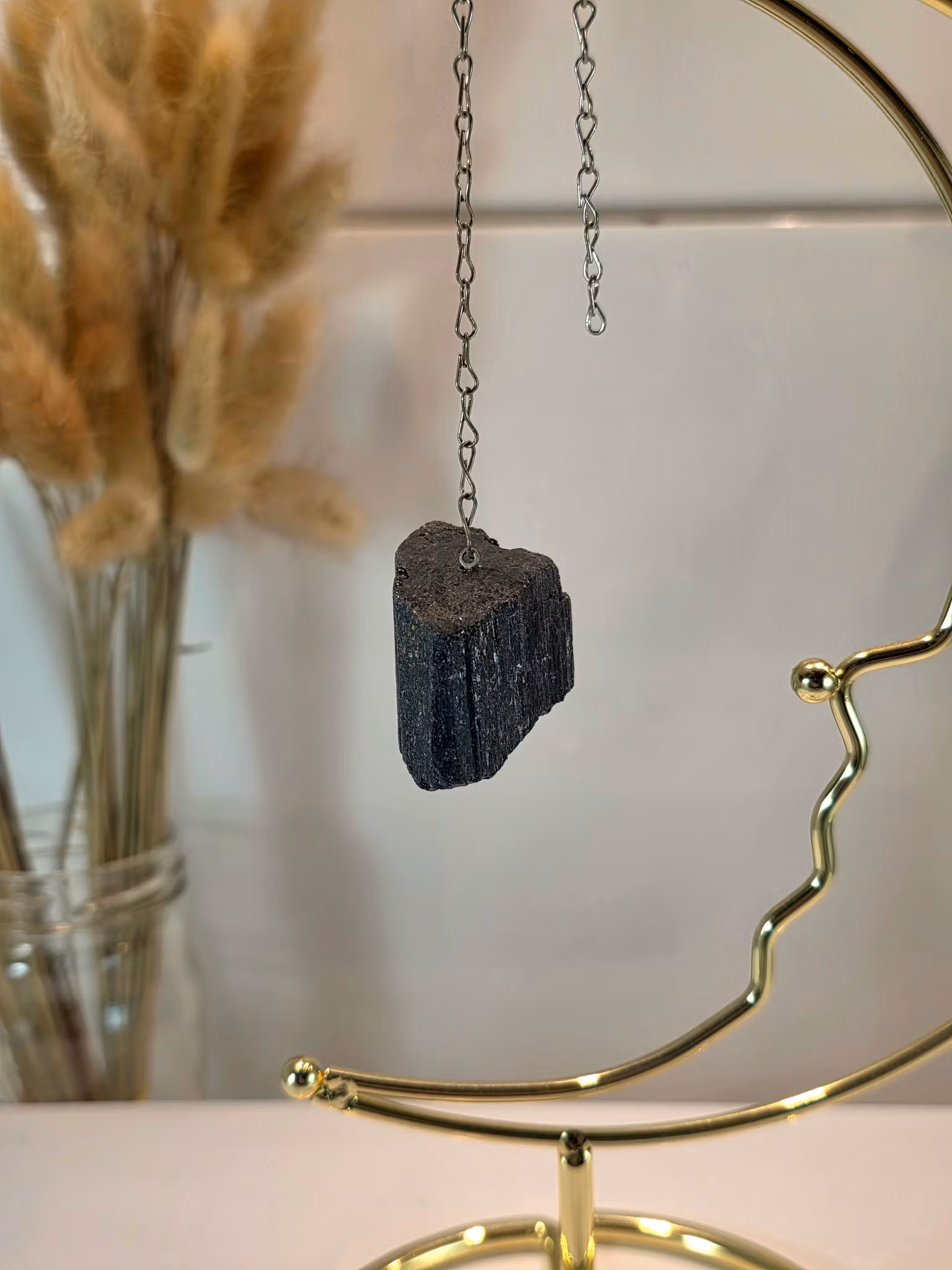 Rå Svart Turmalin Pendel nr 1