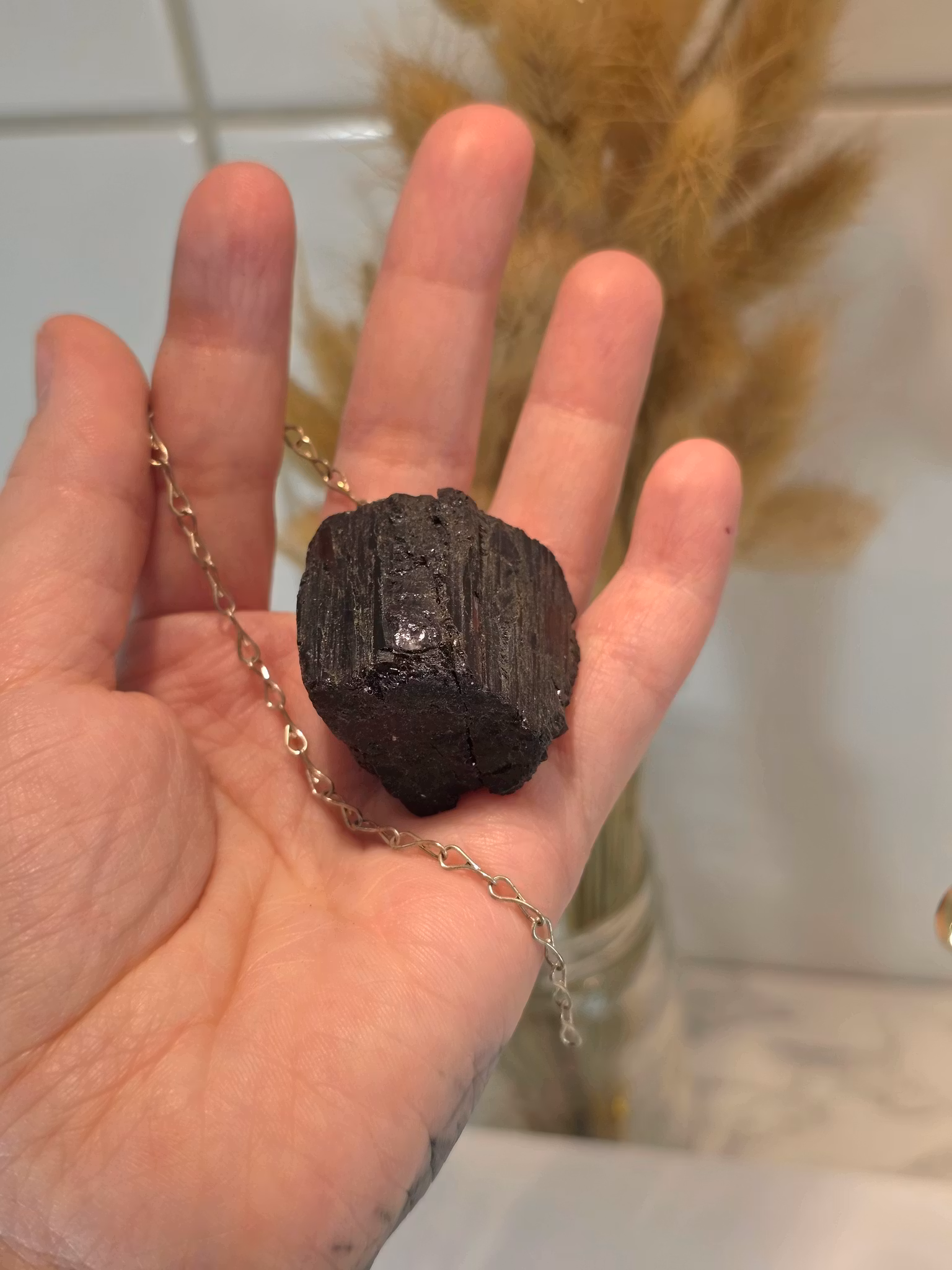 Rå Svart Turmalin Pendel nr 2