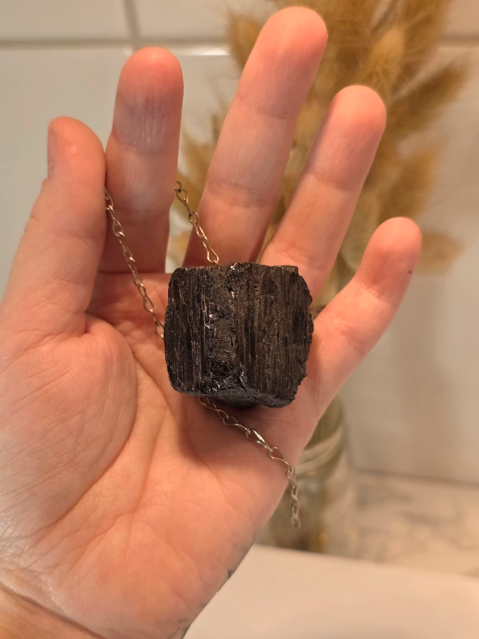 Rå Svart Turmalin Pendel nr 2