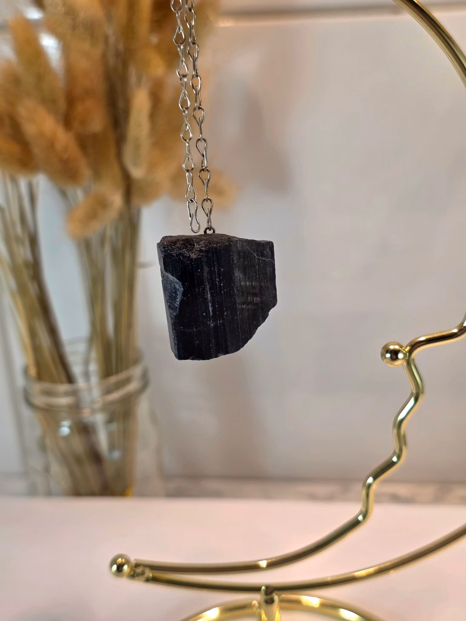 Rå Svart Turmalin Pendel nr 3