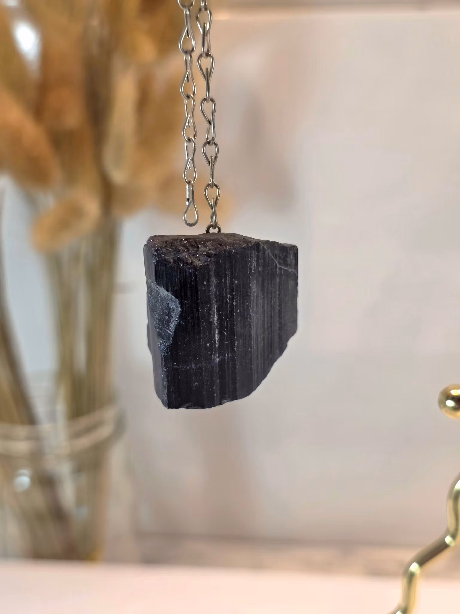 Rå Svart Turmalin Pendel nr 3