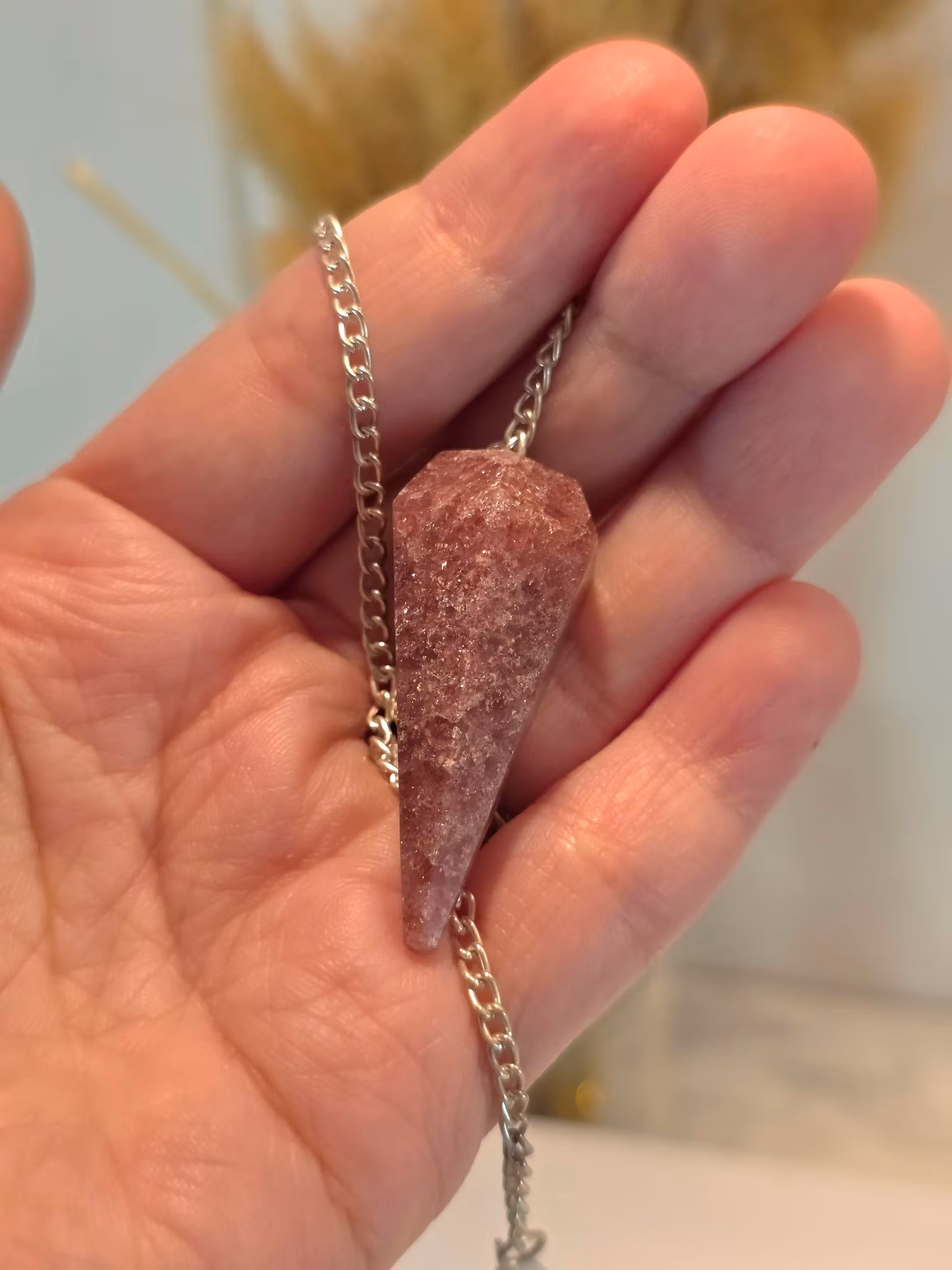 Polerad Pendel Jordgubbkvarts nr 1