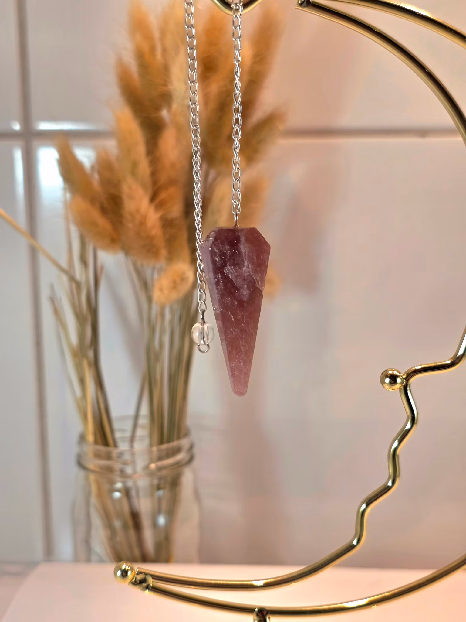 Polerad Pendel Jordgubbkvarts nr 2