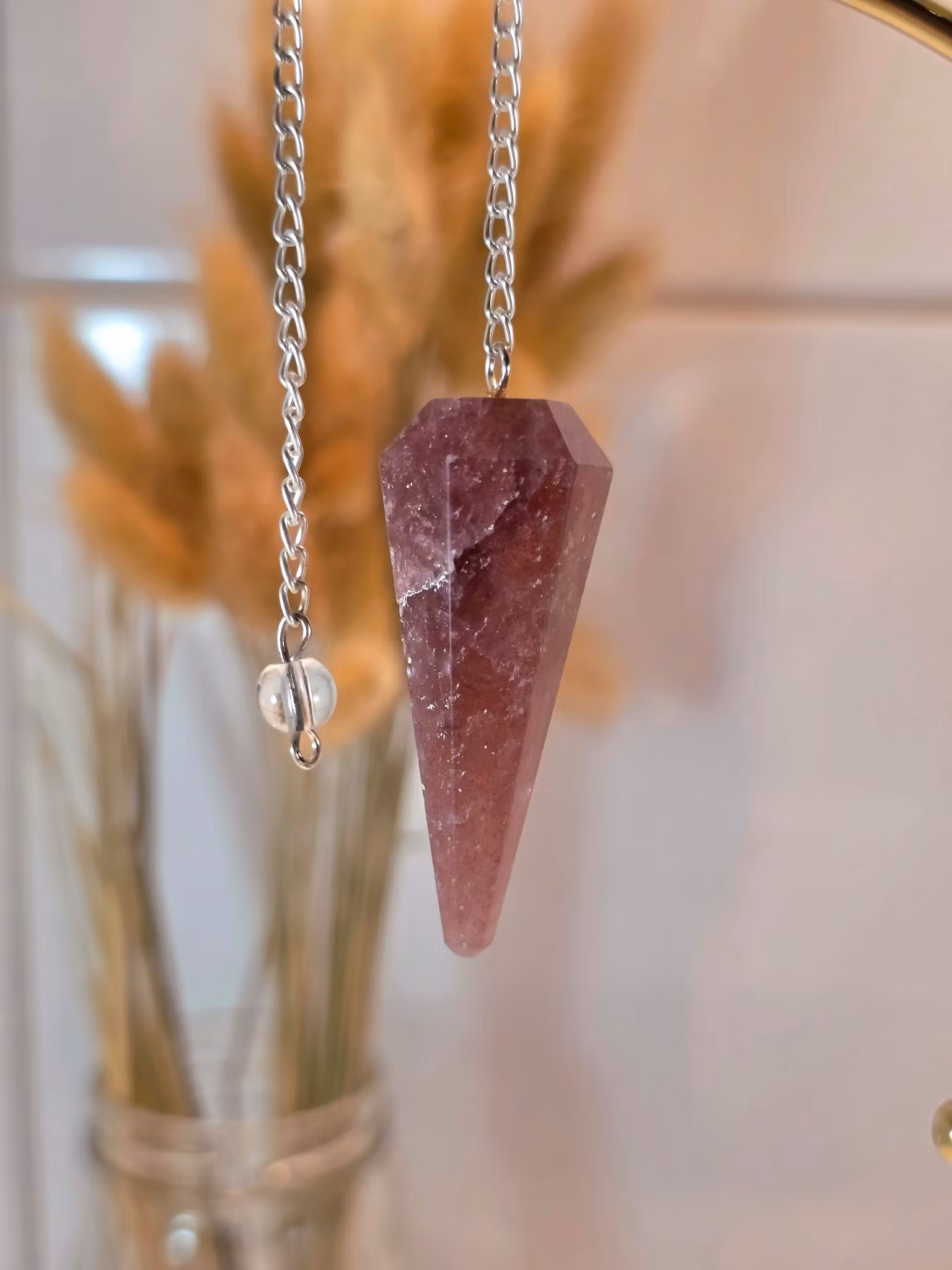 Polerad Pendel Jordgubbkvarts nr 2