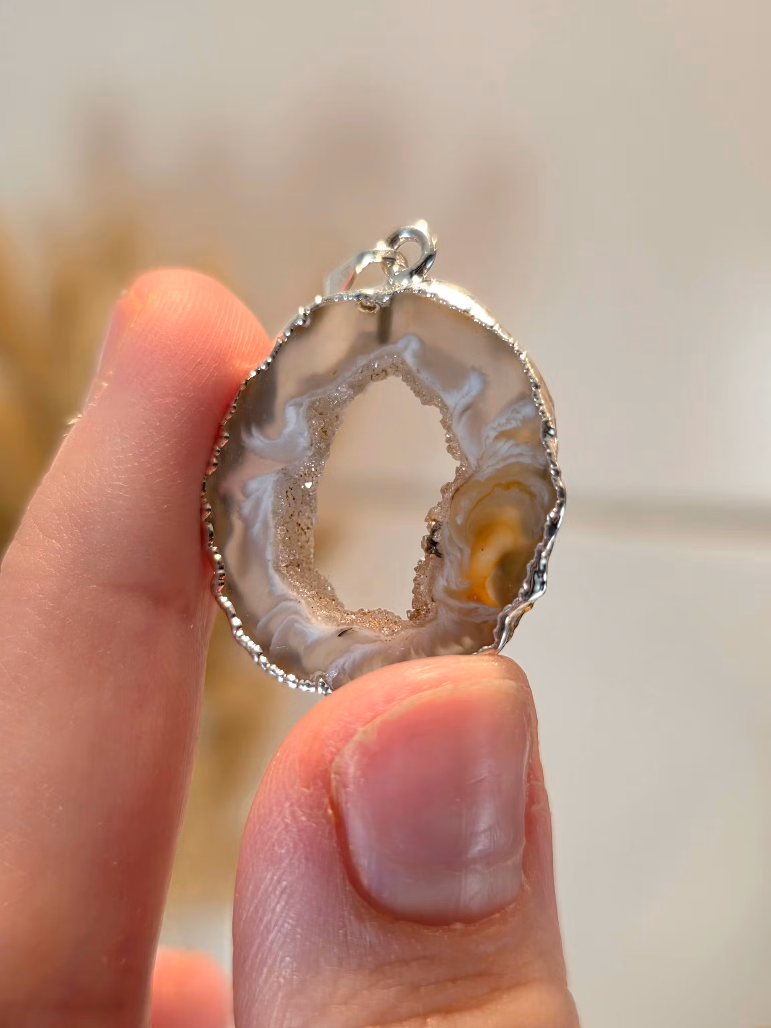 Hänge Agat Med Kluster Silverplätering nr 5