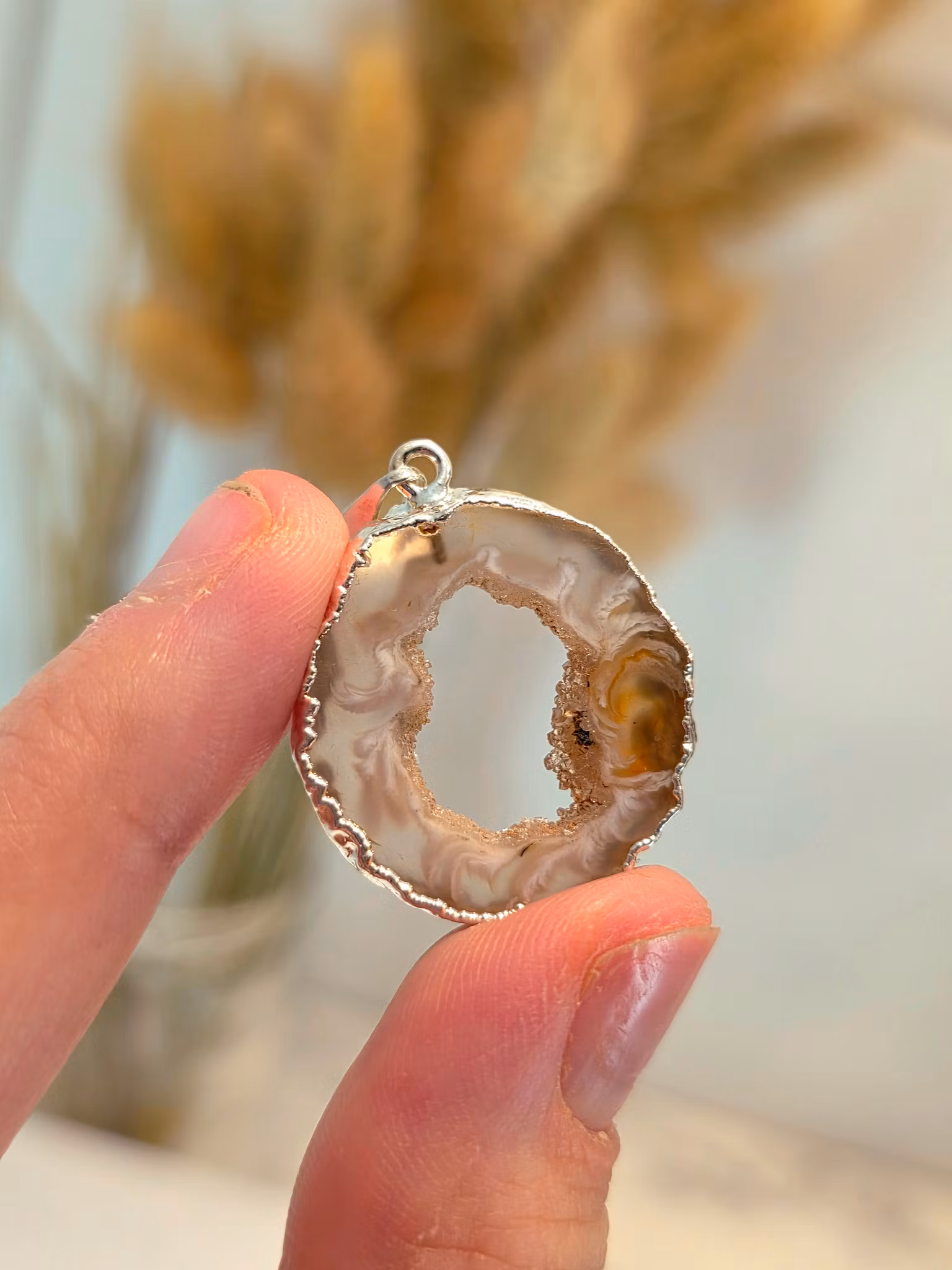 Hänge Agat Med Kluster Silverplätering nr 5