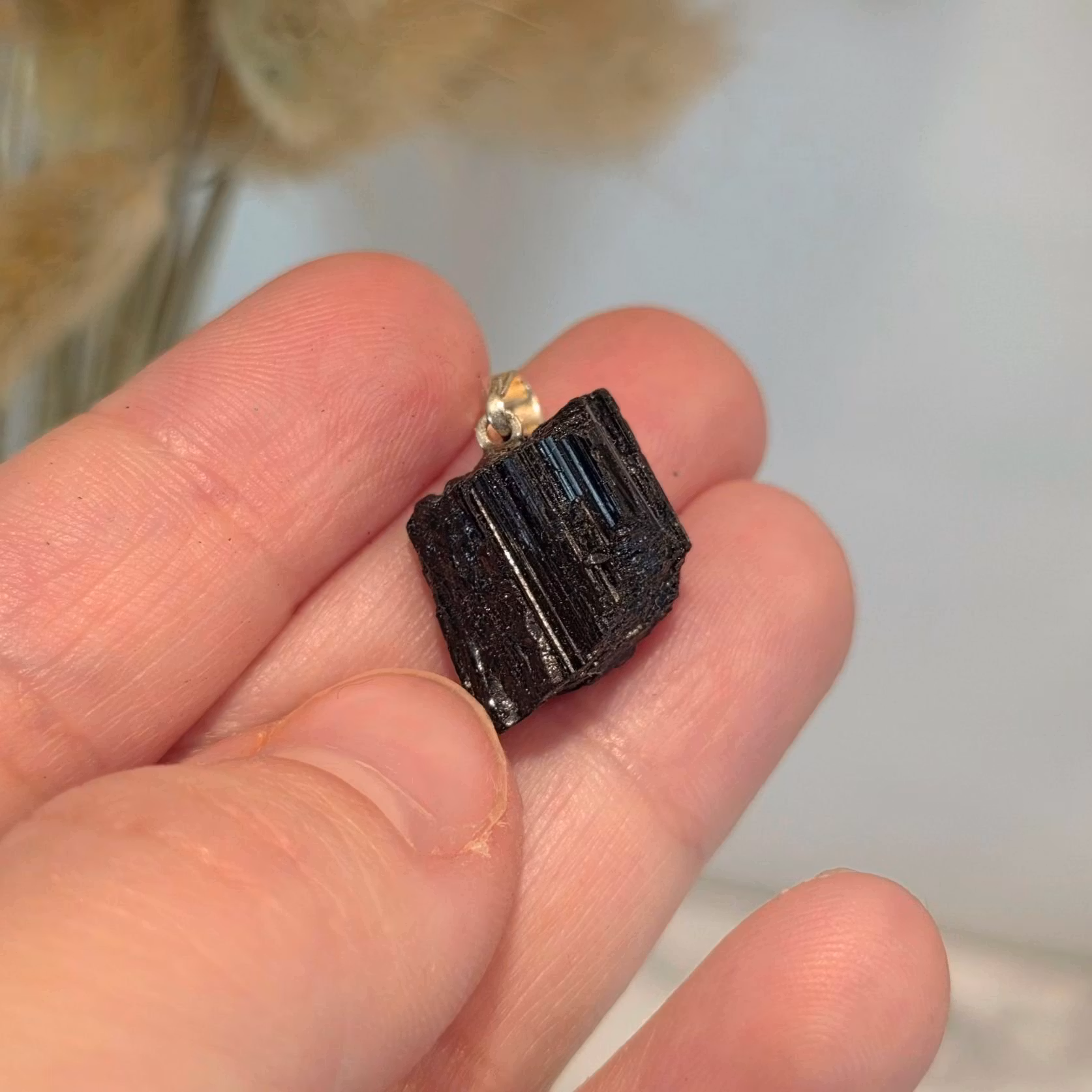 Hänge Svart Rå Turmalin