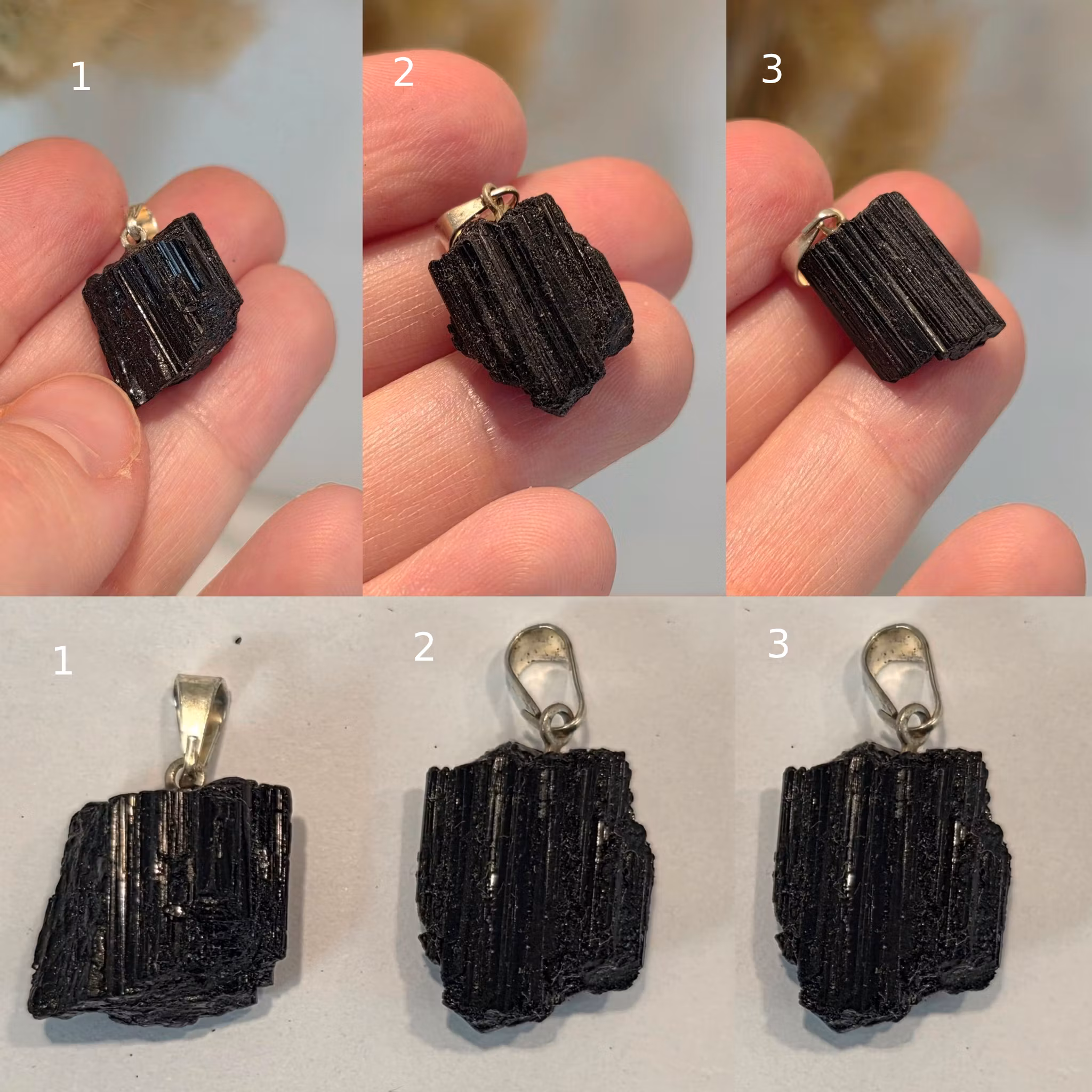 Hänge Svart Rå Turmalin