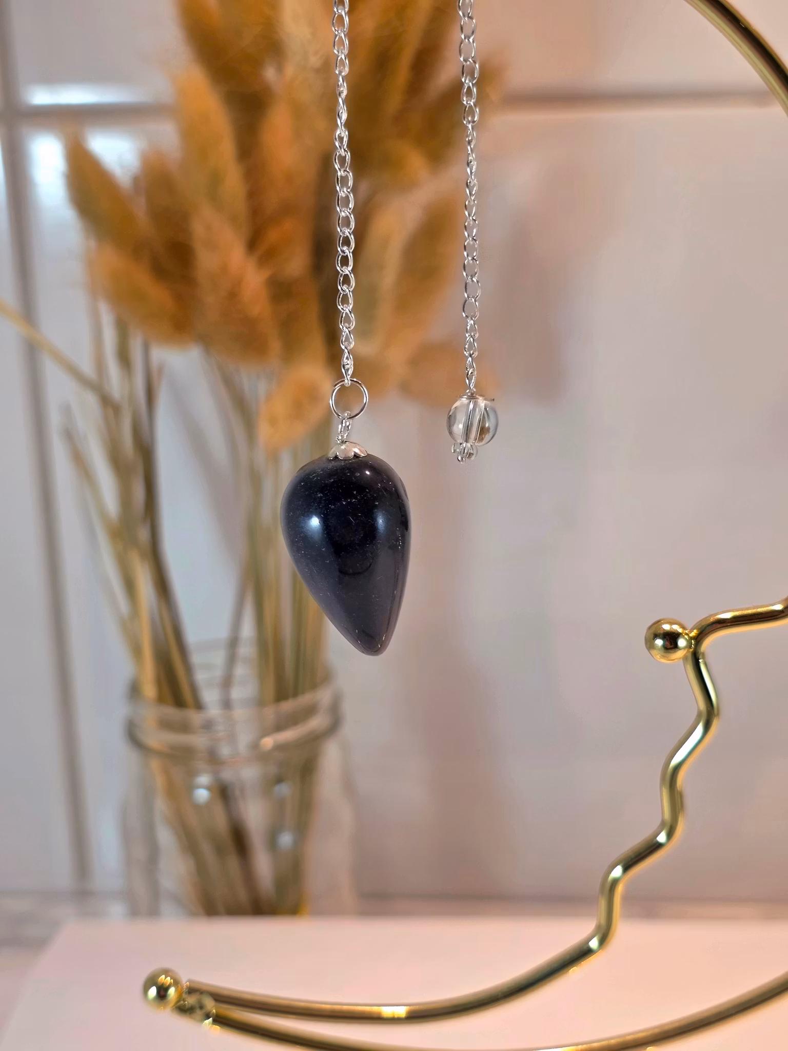 Polerad Pendel Obsidian nr 3