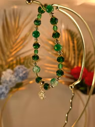 Handgjort Armband Grön & Guld