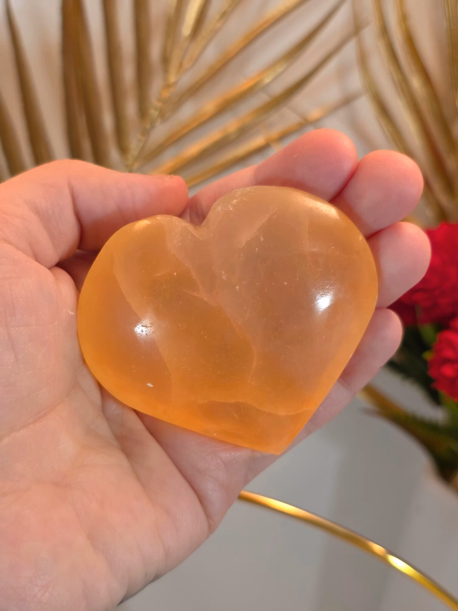 Bulligt Orange Selenit Hjärta