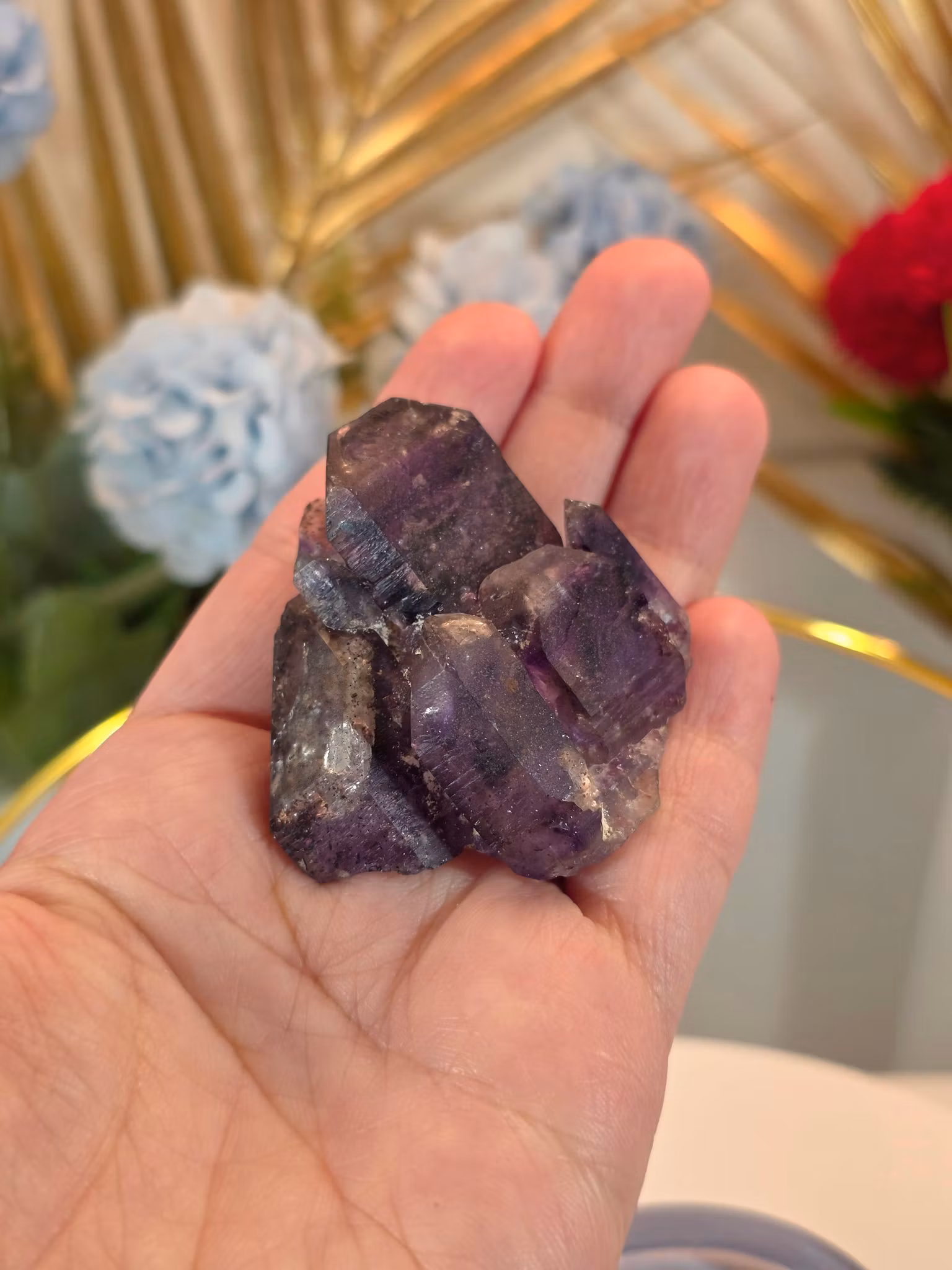 Brandberg amethyst from Namibia with a combination of amethyst, quartz, and smoky quartz in a single crystal