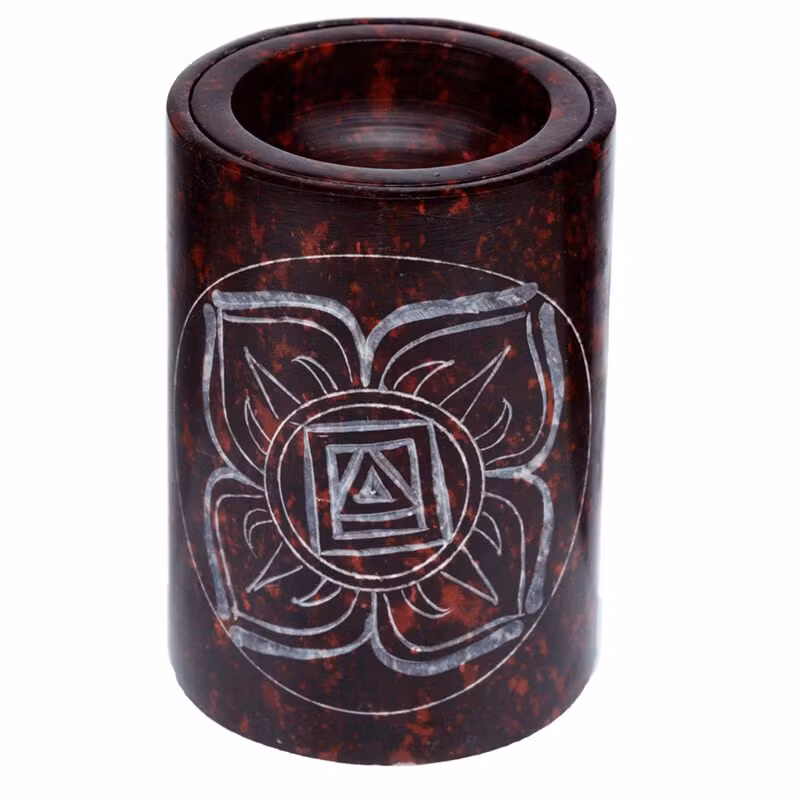 Röd Täljsten Snidad Chakra Aromalampa