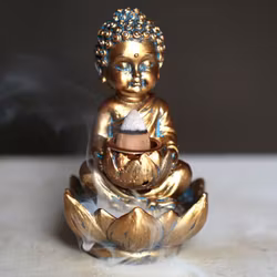 Liten Buddha och Lotus Backflow Rökelsebrännare