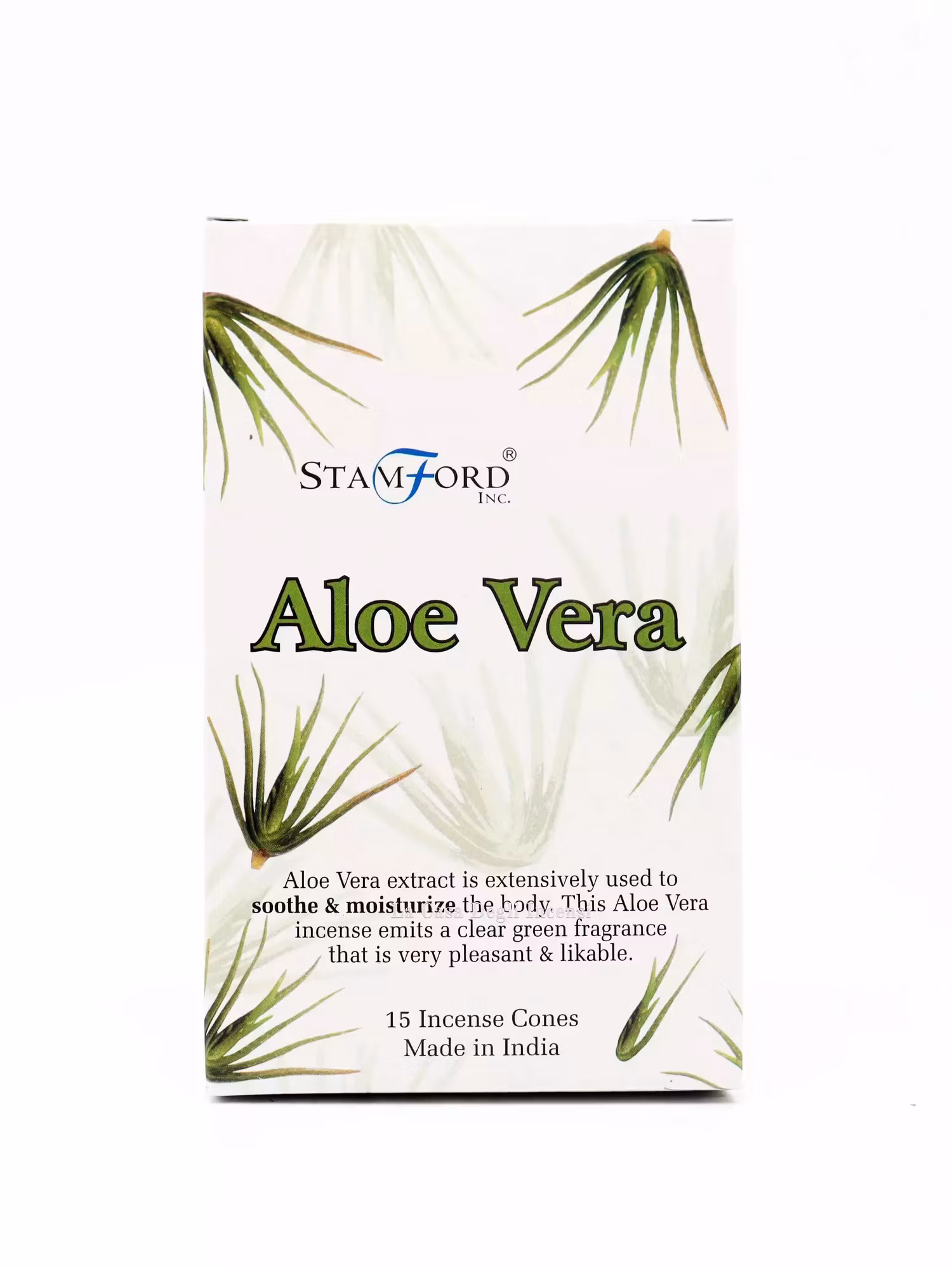 Stamford Aloe Vera rökelsekoner bjuder på en frisk, ren och lätt doft inspirerad av den klassiska aloe vera‑växtens milda arom