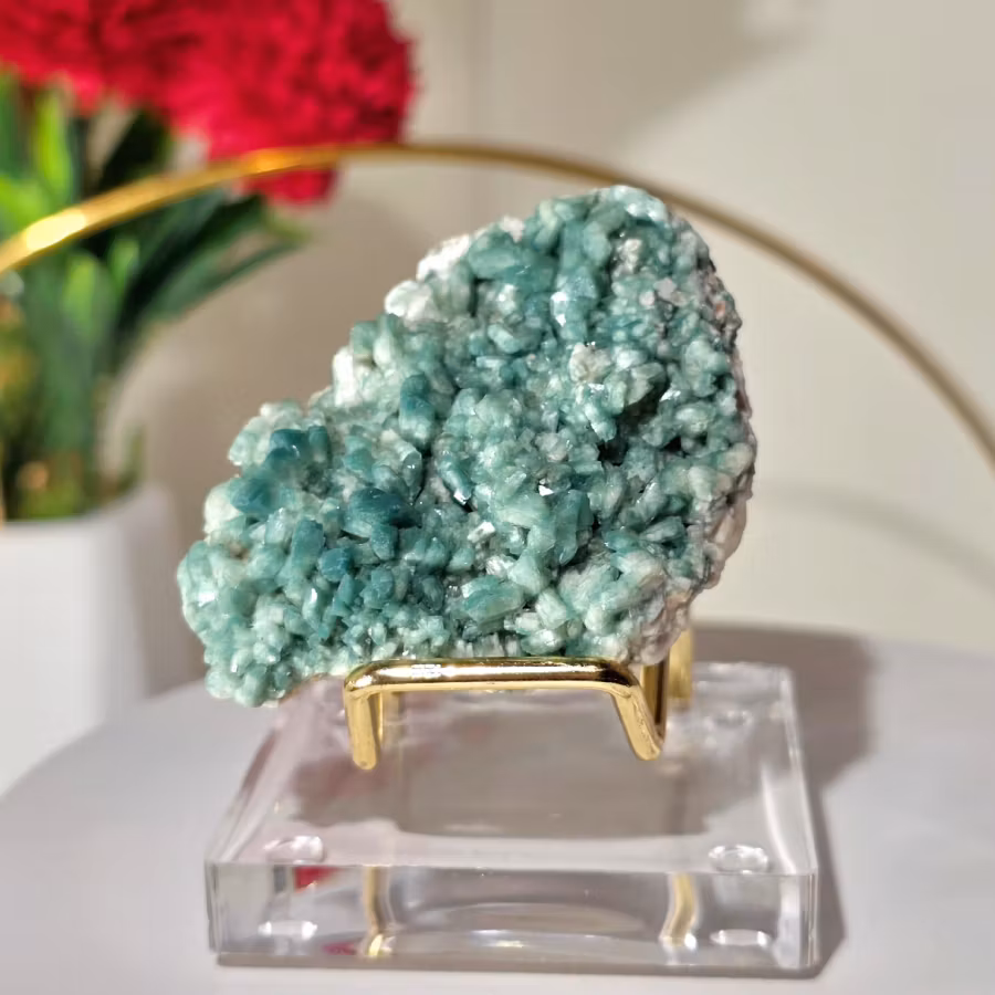 Grön Heulandit Zeolit Med Kalcit Från Indien