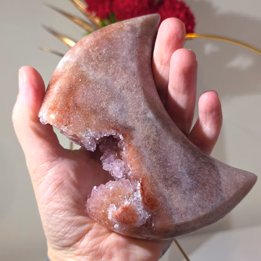 Rosa Ametist Måne Druzy