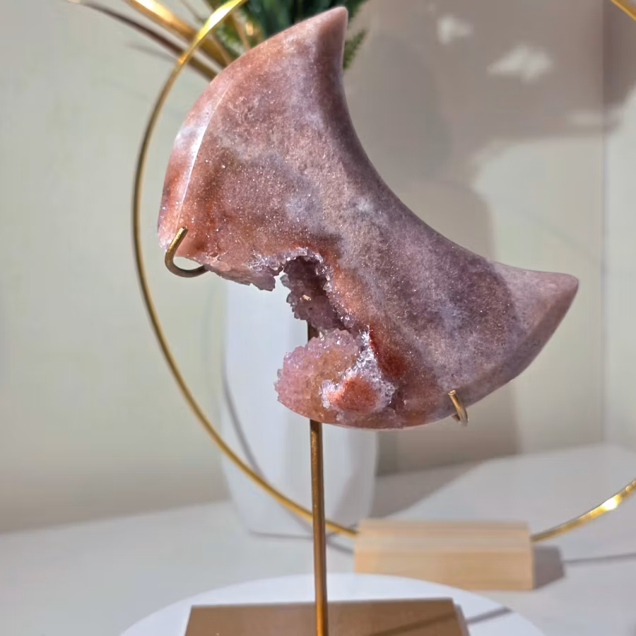 Rosa Ametist Måne Druzy