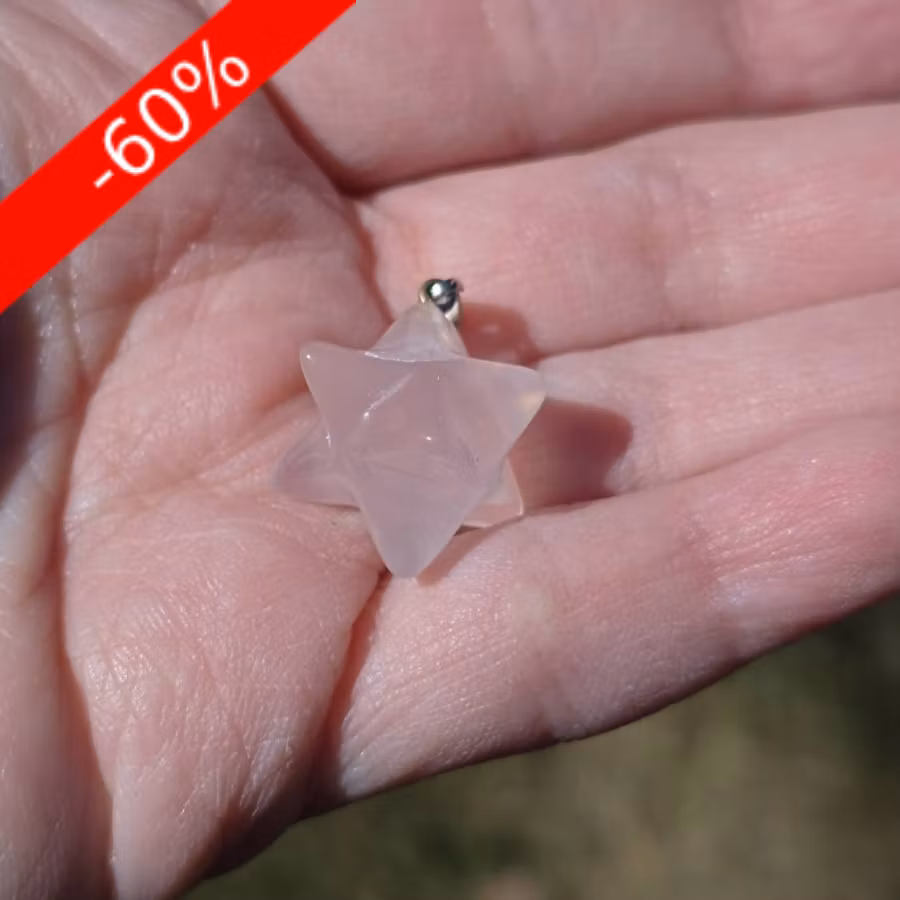 Rosenkvarts Merkaba Stjärna Hänge