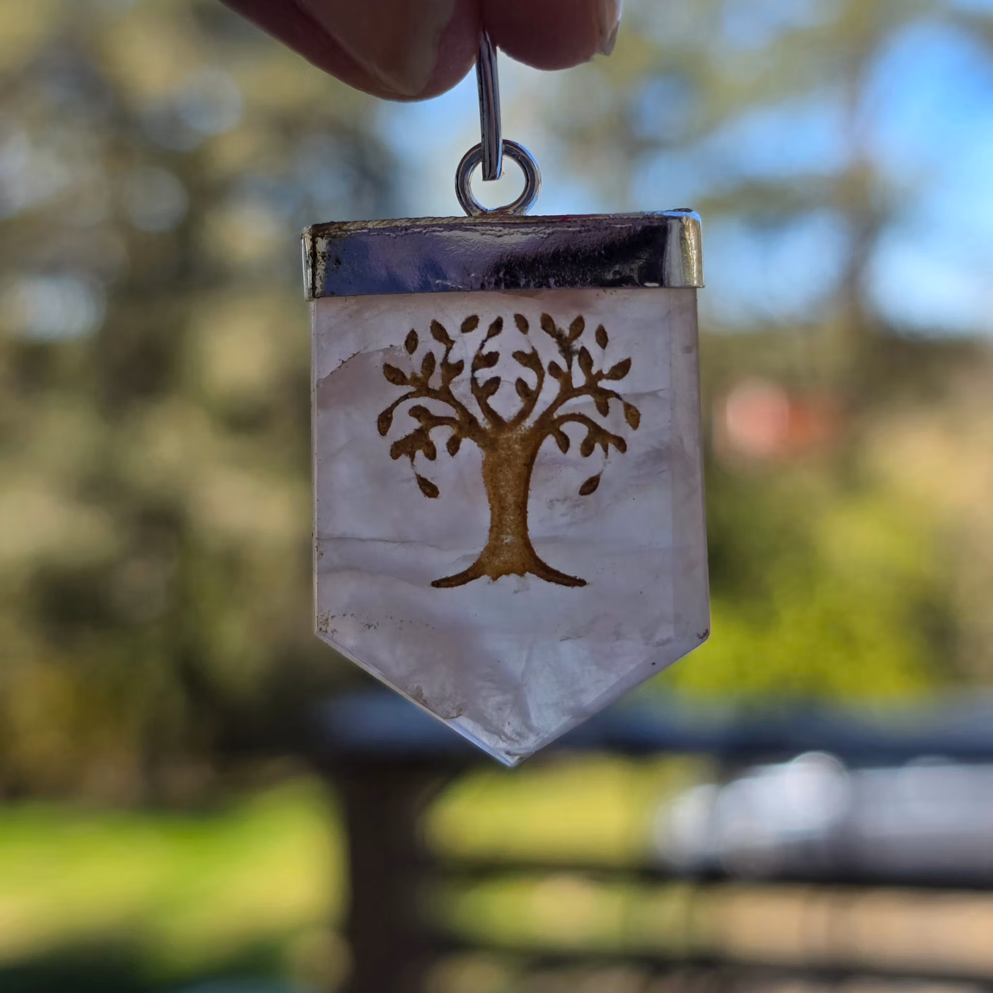 Hänge Livets Träd Symbol Rosenkvarts