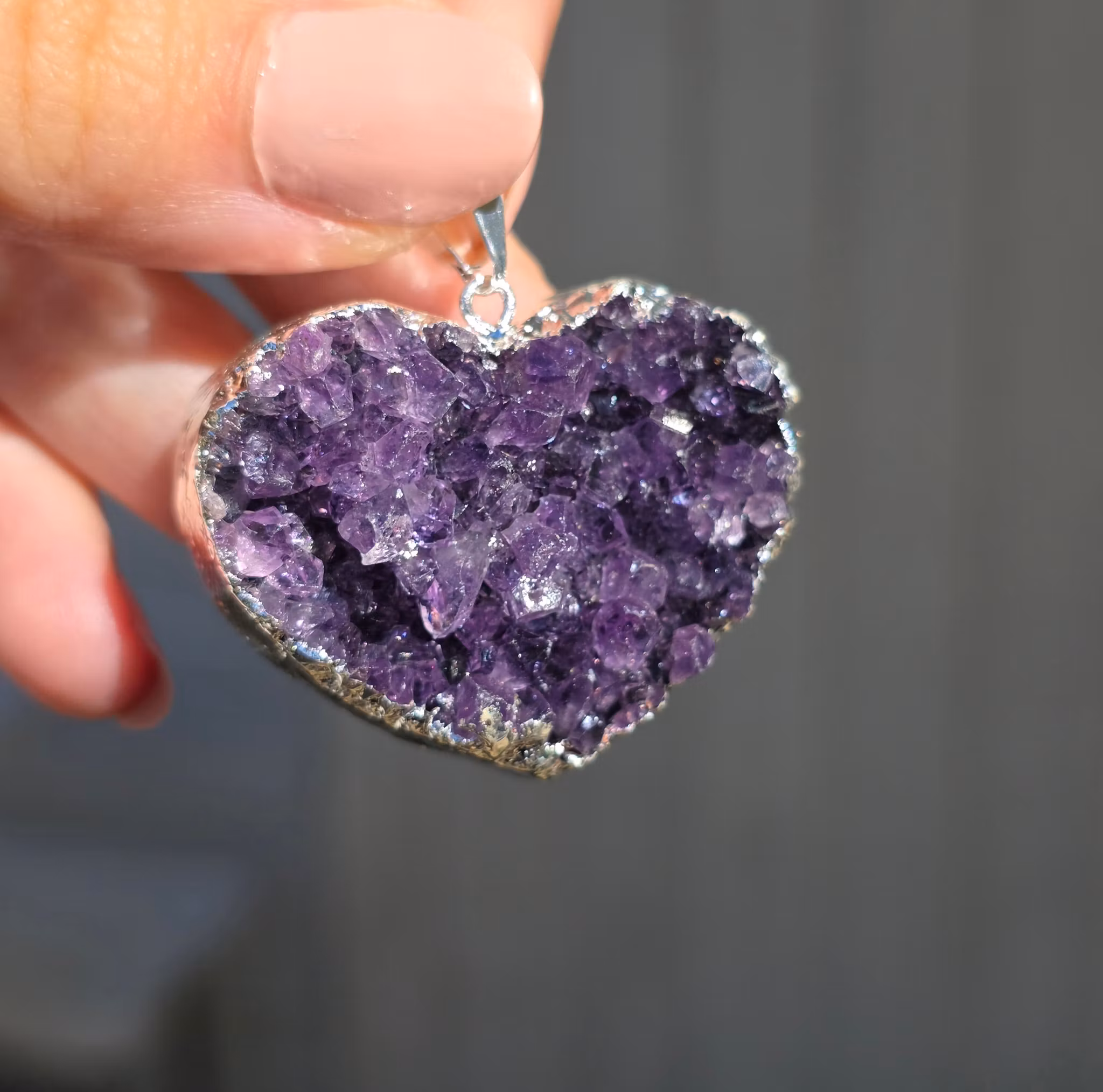 Hänge Ametist Hjärta Druzy nr 1