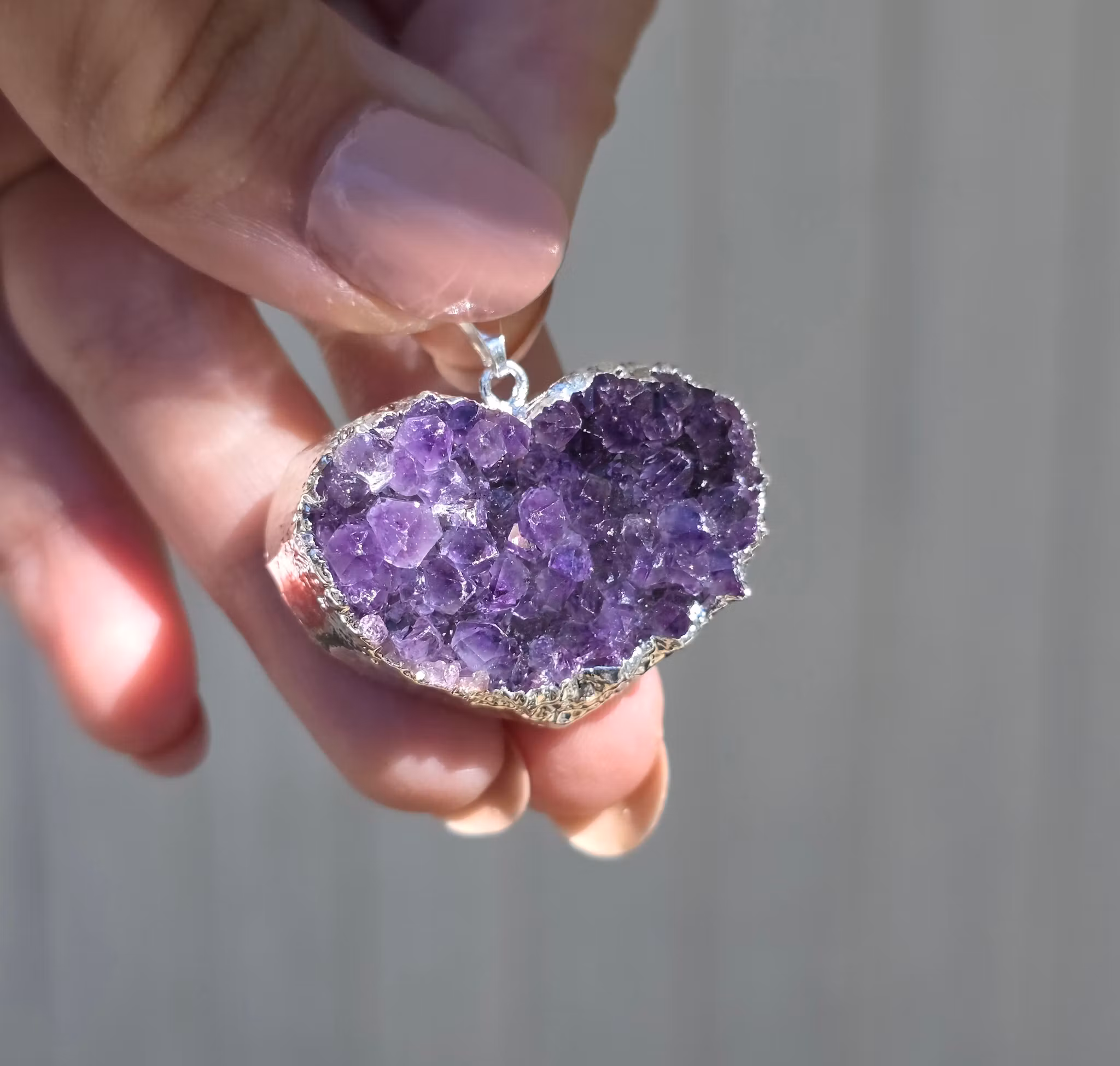 Hänge Ametist Hjärta Druzy nr 2