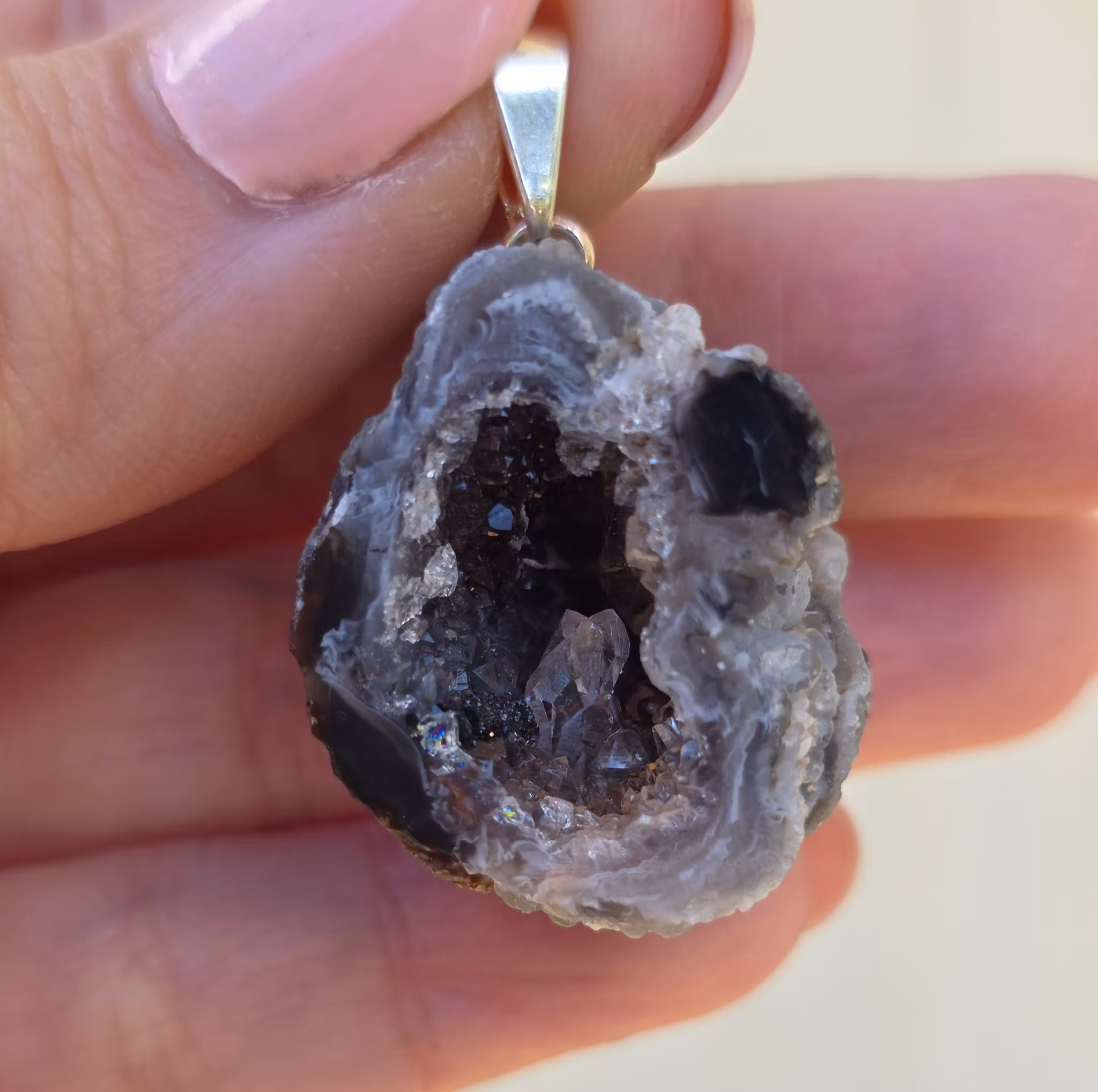 Hänge Agat Geod Silverplätering nr 3