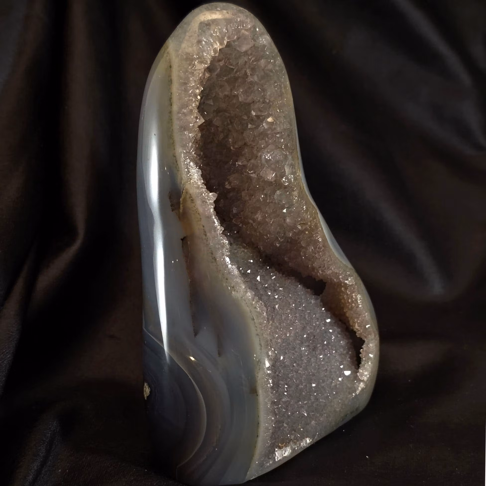 Agat Bicolor Med Druzy Polerad Flamma Uruguay