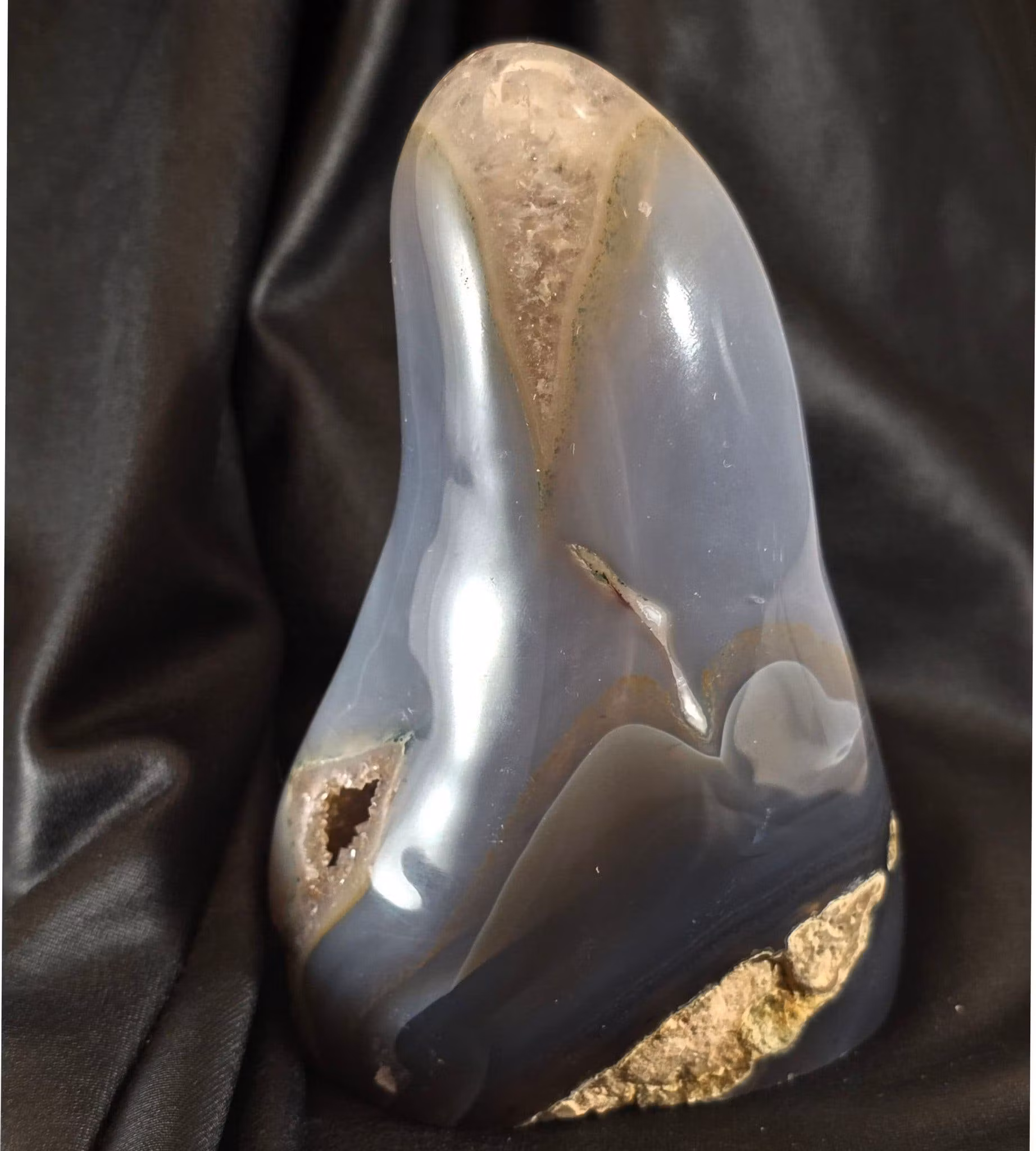 Agat Bicolor Med Druzy Polerad Flamma Uruguay