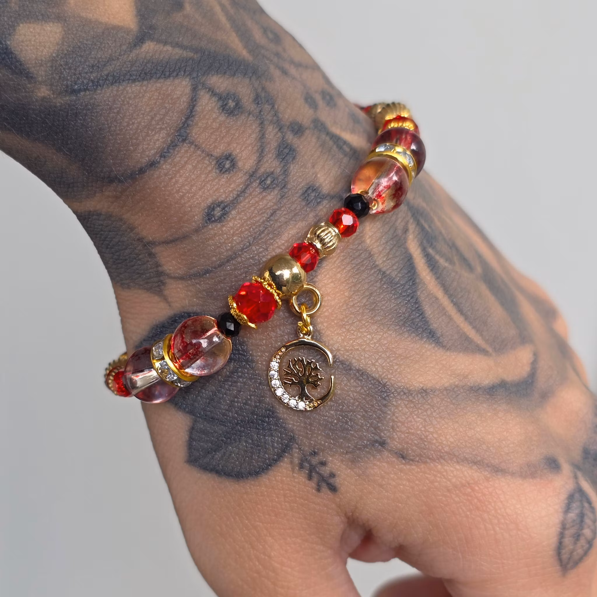Handgjort Armband Rött Livets Träd