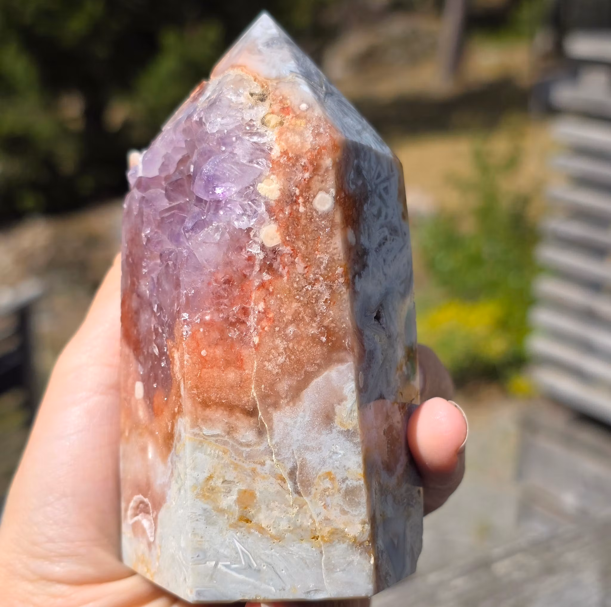 Otroligt Rosa Ametist Torn Crazy Lace Agat 524 gram